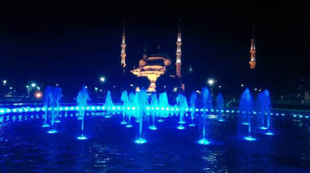 Blue mosque and fountain. Photo by Bill Tierney-Bedord. All rights reserved.